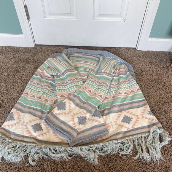 Aztec Patterned Fringed Cardigan - Picture 3 of 3
